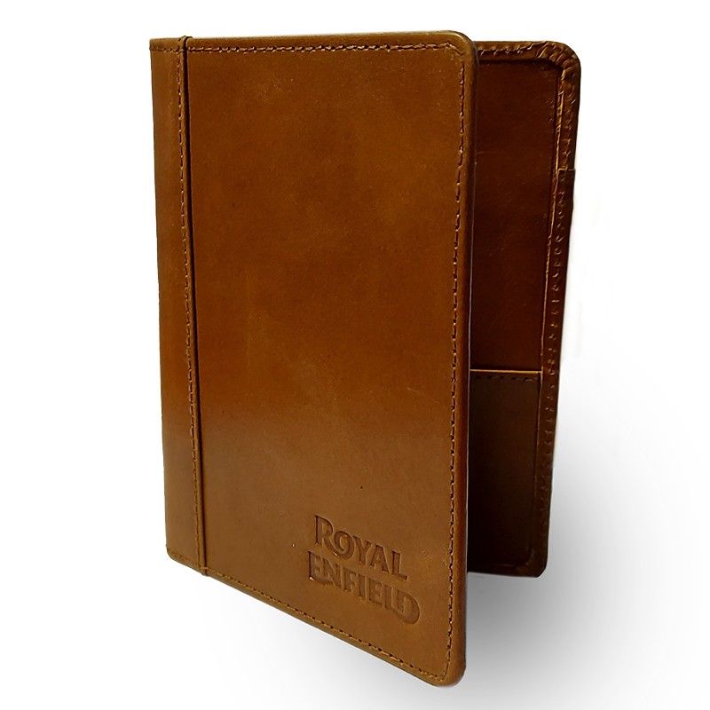 ROYAL ENFIELD - Etui passeport / carte grise en cuir - marron
