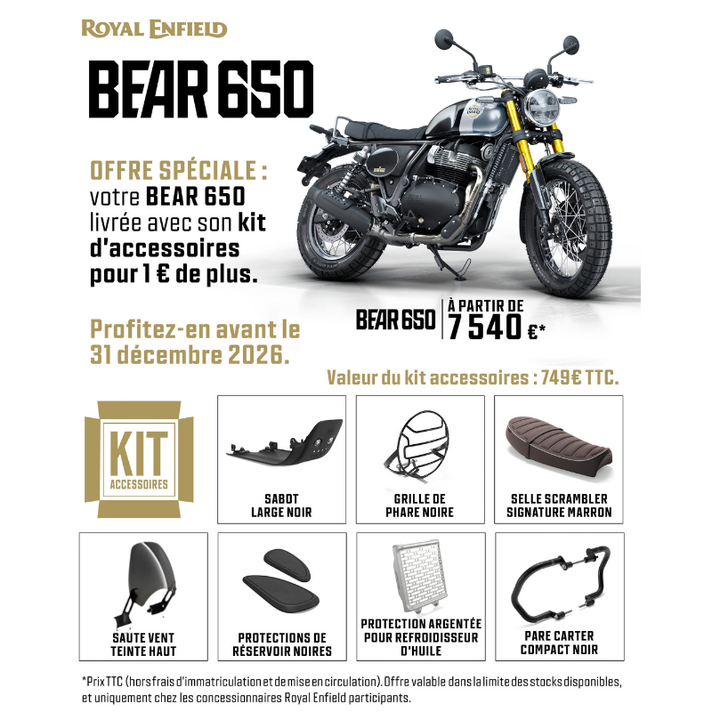 Pour l'achat d'une Bear 650, repartez avec un kit d'accessoires pour 1 € de plus