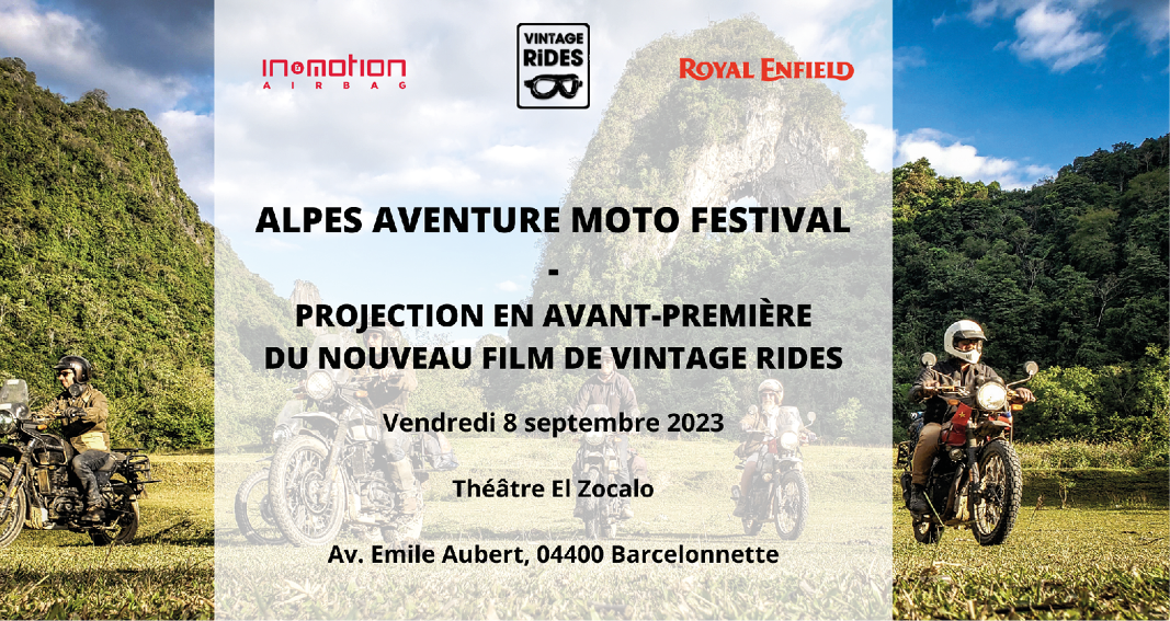 Royal Enfield x Alpes Aventure Motofestival 2023 projection cinema