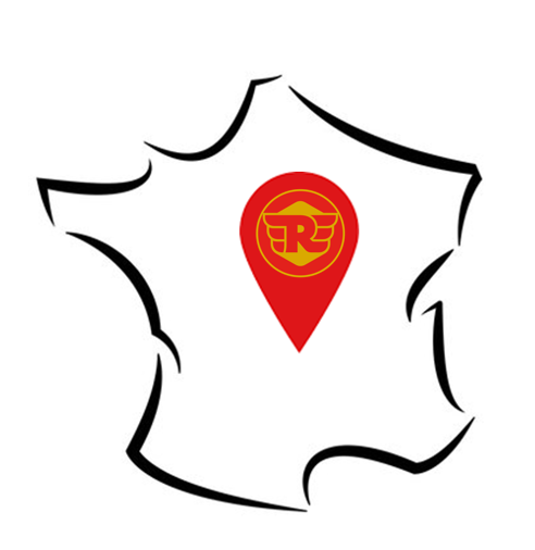 Carte de la france avec le logo Royal Enfield